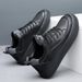 Men's High Top Board Shoes Premium Genuine Leather Thick Sole Warm Lining Fashion Sneakers Versatile Casual Winter Cotton Shoes_vogvips.com