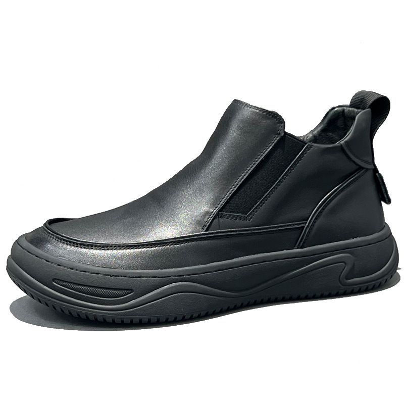 Top Cowhide Boots Help Martin Boots Fleece Chelsea Boots Platform Sleeve Casual Leather Shoes_vogvips.com