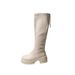 Female Knight 2025m White Elastic Slim Thick Sole High Tube Short Over-the-Knee Long Boots_vogvips.com