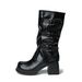 Women's Shoes Two Way Reversible Mid Calf High Heeled Combat Boots, Detachable Chunky Heel, Platform Sole, Slouch Boots, Western Cowboy Boots._vogvips.com
