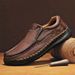 Euro Step 2025 Spring New Genuine Men's Casual Shoes Slip-On Lazy Leather Soft Sole Loafers Large Size_vogvips.com