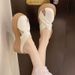 Hollowed-out Breathable Silver Thick-soled Closed-toe Slip-on Mules Women, Suitable For Pairing With Skirts, Summer_vogvips.com