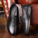 Spring New Men's Single Flat Leather Fashionable Casual Shoe Covers, Lazy One Foot Sh, Middle-aged And Elderly Dad_vogvips.com