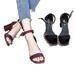 Women's Sandals Summer 2025 New Mid Chunky Heel Black Student Versatile Open Toe One Strap Roman High Heels_vogvips.com