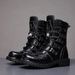 European Warm Series Autumn Mid-Calf Riding Work Men's Leather Waterproof Large Size Long Martin Boots Trendy_vogvips.com