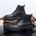 2025 Autumn Men's Martin Mid-Calf Leather Outdoor Work British Style Black Boots Thick Sole Lace-Up_vogvips.com
