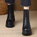 Petite Thick-Soled Wedge Casual Ankle For Women, Ultra High Heel, Round Toe, Back Zipper, Chunky Heel Boots_vogvips.com