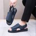 Men's Women's Diabetic Shoes Black Light Summer Breathable Anti-Slip Walking Sandal Adjustable Hook&Loop For Ladies_vogvips.com