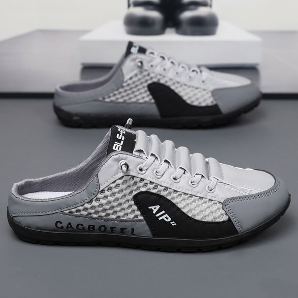 Men's Breathable Mesh Slip-On Loafers - Summer Casual Shoes With Open Toe Design, Lightweight Comfortable Lazy Shoes For Daily Wear_vogvips.com