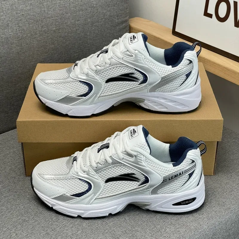 Temai Running 2026 New Unisex Retro Chunky Sneakers Breathable Mesh Upper White/Gray/Navy Sports Shoes 36-44_vogvips.com