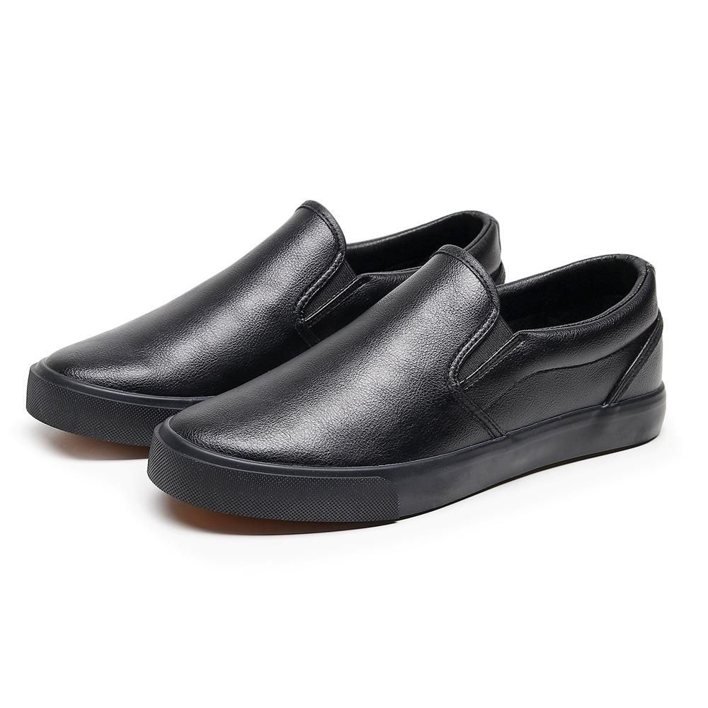 Black Microfiber Waterproof Men's Women's Casual Shoes Flat Bottome Soft Sole Loafers Wear-resistant Non Slip Sneakers Men Shoes_vogvips.com