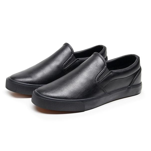 Black Microfiber Waterproof Men's Women's Casual Shoes Flat Bottome Soft Sole Loafers Wear-resistant Non Slip Sneakers Men Shoes_vogvips.com