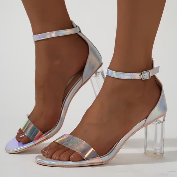 Large Size Thick Heel Sandals Super High Heels New Line With Crystal Belt Buckle Fashion Shoes_vogvips.com