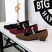 8292-K115 European And American Mary Jane Square Toe Suede Chunky Shallow Mouth Single Rhinestone One Strap Low Heel_vogvips.com