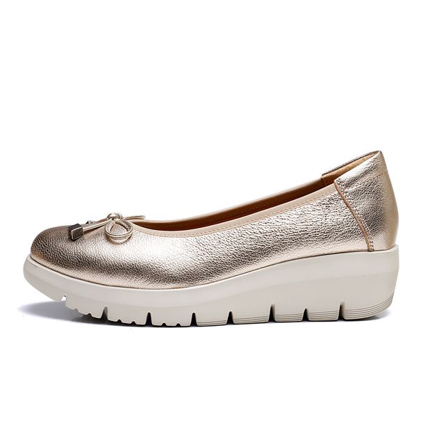 Women's Wedge Slip-On Single Shoes plus Size Platform Loafers Spring Fashion with Bows_vogvips.com