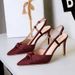 Satin Bow Thin Heel High Heels Pointed Head Light Mouth Rear Empty Bag Head Light Mouth Single Shoes_vogvips.com