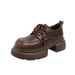 Women S Classic British Style Loafers With Chunky Sole Genuine Leather Slip On Brown Black Sizes Lace Up_vogvips.com