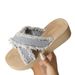 Denim Comfortable Tassel Cross Summer Fashion Outwear Women's Sandals Slippers_vogvips.com
