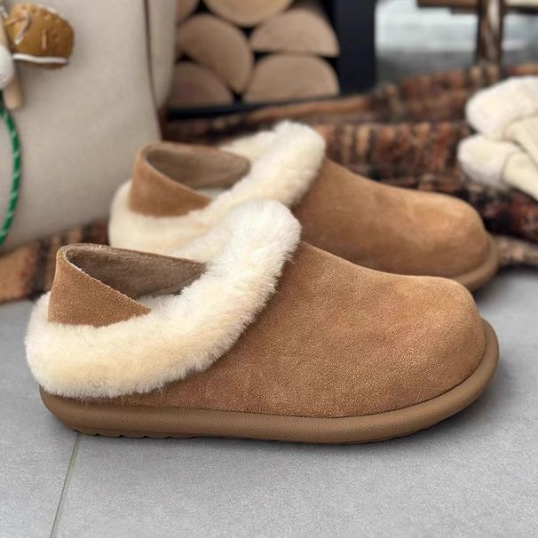 2024 Winter New European Style Slip-On Fur Two-Way Women's Cotton Shoes Casual Snow Boots For Women_vogvips.com