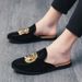 Designer Slippers Mens Fur Mules Coiffeur Summer Genuine Leather Brand Loafers Luxury Slipper Men Half Shoes For Man_vogvips.com