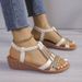 Women's Shoes Summer Fashion Fish Mouth Set Foot Wedge Heel Fashion Leisure Large Size Bohemian Rhinestone Sandals_vogvips.com
