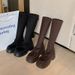 Slimming Pleated Long Women Over-the-Knee High Tube Suede Stretch Riding Hidden Heel Reverse Boots_vogvips.com
