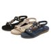 Women's Casual New Large-size With A Single Strap, Round Toe, Flat Bottom, Lightweight And Non-slip Beach Sandals_vogvips.com