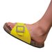 High-grade Soft Bottom Simple Stylish Flat Everything Temperament Comfortable Square Button Sandals_vogvips.com