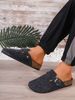 Men's Mules New Spring Retro Slip-On Casual Loafers Pu Upper Solid Color Fleece Cork Pattern Closed Toe Semi-Slip Flat Slippers With Adjustable Buckle_vogvips.com