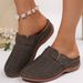 Women's Shoes Plus Size Hollowed Out Platform Slippers For Women, Retro Style, Buckle, Lazy Backless Half Slippers._vogvips.com