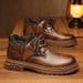 European Warm Series Socks Mouth Genuine Martin Boots Fleece-Lined Low-Mid Top Small Leather Business Casual Big Head Men's Shoes_vogvips.com