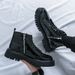 European Warm Series Martin British Style High Dark Series Shiny Leather Thick Sole Height Increasing Mid Top Inner Side Zipper Short Boots_vogvips.com