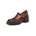 Women's Shoes Spring And Autumn Round Toe High Heels Thick Heels Genuine Leather Thick Soles Retro Versatile Mary Jane Shoes For Women_vogvips.com