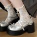 Thick Heeled Shoes With Unique Waterproof Platform, JK Height Increasing Bow, Mary Jane Women's Shoes, Thick Sole,_vogvips.com