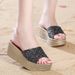 2025 Summer New Flat Sandals Women's Thick Sole High Heel Fish Mouth Sequin Slippers Factory Goods Direct_vogvips.com
