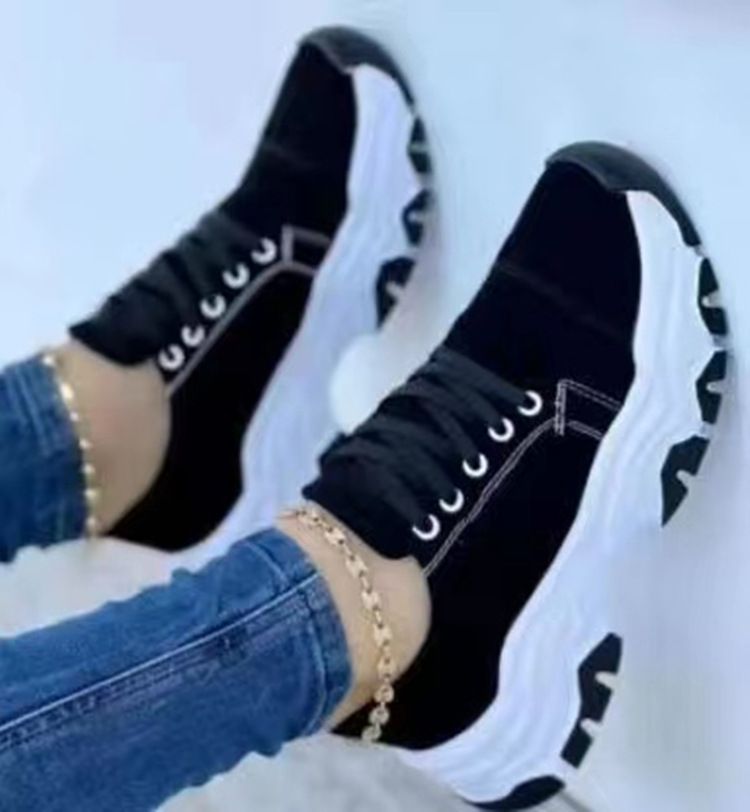 Women's Casual Lace-Up Sneakers With Round Toe & Cushioned Sole - Breathable PU Upper, Low-Top Comfort Shoes For Spring, Summer, Fall_vogvips.com