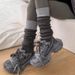 Unisex Knit Leg Warmers With Color Block Design, High-Quality Wool Blend For Year-Round Comfort, Fashionable And Versatile For Casual & Outdoor Wear_vogvips.com