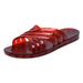 Jelly Women's Bathroom Old Style One-Word Rubber Plastic Non-Smelly Flat Crystal Sandals Non-Slip Home Shoes Beach_vogvips.com