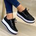 Women's Plus Size Casual Slip-On Shoes With Thick Platform Sole - Round Toe Breathable PU Loafers For Everyday Wear (White/Black/Gold/Rose Gold)_vogvips.com