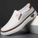 Men's Slip-On Loafers – Soft Leather Casual Shoes With Cushion Sole (Black/White)_vogvips.com