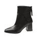 Winter High Heeled Fashion Boots for Women Slim Fit Retro Chunky Heel Square Toe Martin Boots Style New_vogvips.com