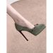 Women's Pointed-Toe Stiletto Heels – Elegant Bow Detail High Heel Pumps With Platform In Dark Green Bow Knot Low Cut Single Shoes Mary Jane Shoes._vogvips.com