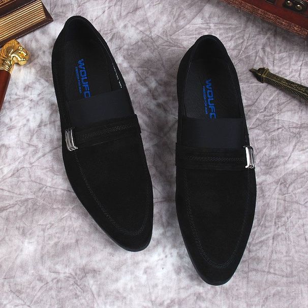 New Men's Pointed Toe Suede British Genuine Leather Business Casual Slip-On Sheepskin Shoes Large Size_vogvips.com