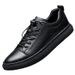 First Layer Cowhide Men's Shoes Solid Color Men's Board Shoes Casual Leather Shoes Men's Small Black Shoes Men_vogvips.com