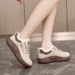 XQ5801 2 New 2024 Autumn And Winter Thick Soled Height Enhancing Women's Shoes Color Matching Warm Low Top Plus Velvet Simple Cotton Shoes_vogvips.com