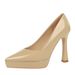 8399 European And American Style Banquet Fashion Simple Pointed Toe Heels Chunky Patent Leather Waterproof Platform_vogvips.com