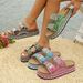 Women's Summer Platform Sandals With Rhinestone Buckle Strap Comfortable Thick Sole Casual Slide Shoes Belt Buckle Sandals For Women_vogvips.com