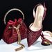 Plus-size pointed women's shoes back empty plated heel + Rhinestone bucket handbag_vogvips.com