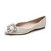 pointed Single Shoes Women's Flat Bottom Shallow Mouth Beanie Shoes Rhinestone Soft Sole Large Size Women's Shoes_vogvips.com