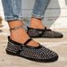 Cross-border Plus-size Flat 2025 Summer New Style Rhinestone Mesh Women, 2026 Popular Sandals For Women_vogvips.com